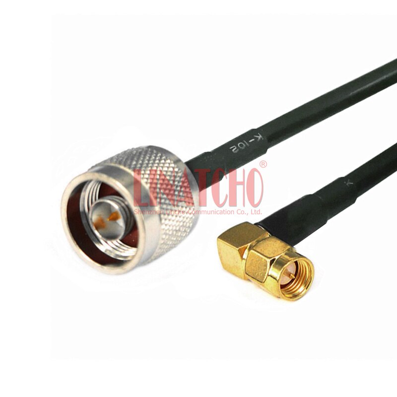 50 ohm 2 metros rg58u RF coaxial n macho a ángulo recto sma macho anatenna jumper cable