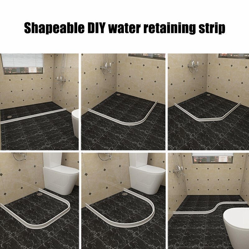 Shower Door Dam Water Stopper Collapsible Shower Threshold Water Barrier for Bathroom Kitchen NE
