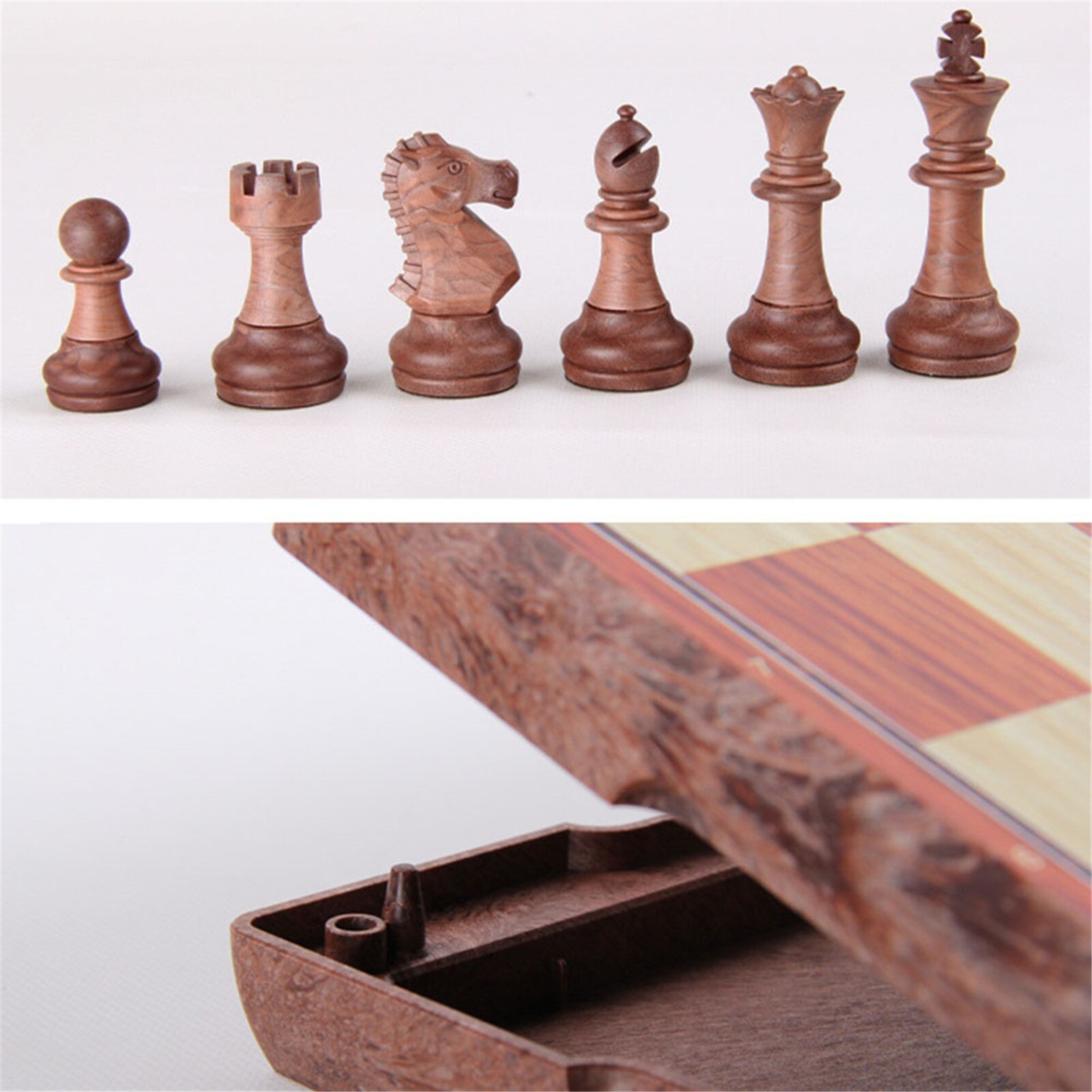 Chess Wood Plastic Folding Magnetic Chess Foldable Internal Storage Space Puzzle Chess Folding Classic Magnetic Chess