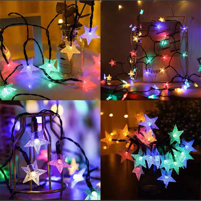 12M 7M 5M Solar Stern Lampe Outdoor Garten Girlanden Fee Funkeln LED Lichterkette für Weihnachten baum Hochzeit Party Dekoration