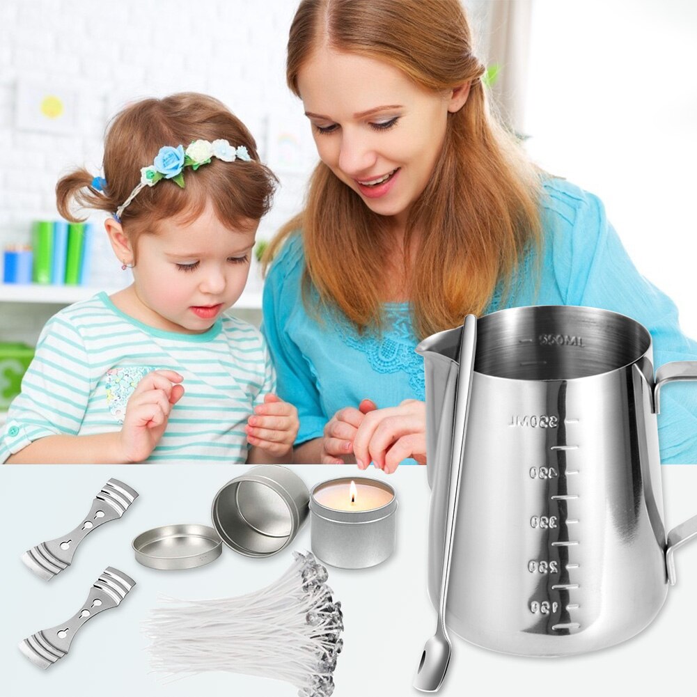 Candle Making Supplies DIY Candle Beeswax Arts Crafts Tin Jars Wick & Holder Supplies Candle Make Pouring Pot Candle Tins