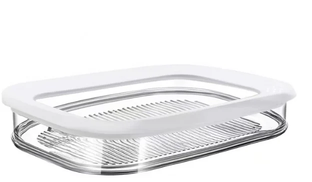 Fleischbehälter für den Kühlschrank, Speck, Mittagessen, Fleischbehälter für den Kühlschrank, Essenszubereitungsbehälter, stapelbare Aufbewahrungsboxen für Lebensmittel mit Deckel: Licht Grau