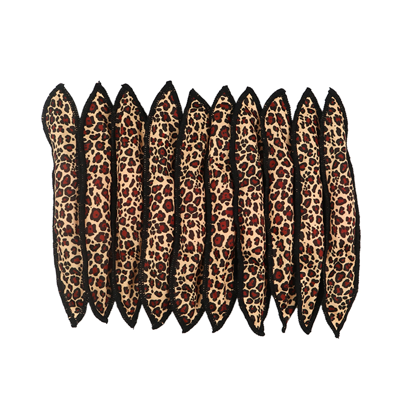 10 Pcs/Lot Hair Curlers Soft Sleep Pillow Hair Rollers Set Best Flexible Foam and Sponge Magic Hair Care DIY Hair Styling Tools: 10pcs Leopard
