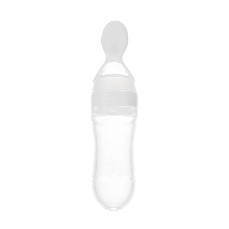 Biberon en silicone de sécurité utile avec cuillère complément alimentaire biberons à pâte de riz pratique et pratique 90ml: Blanc