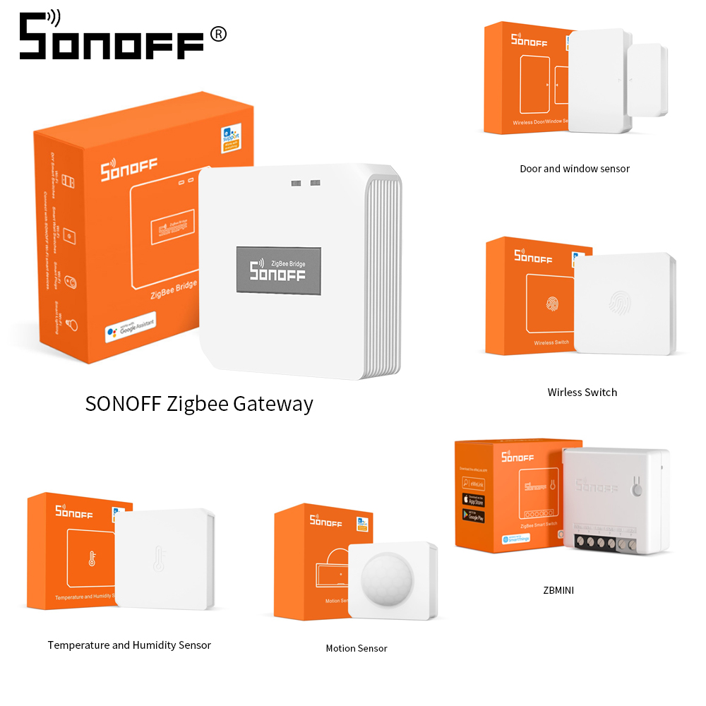 Sonoff-interruptor inteligente Wifi Zigbee, Mini, puente, Sensor de puerta, inalámbrico, temperatura, humedad, movimiento, para Google Home y Alexa