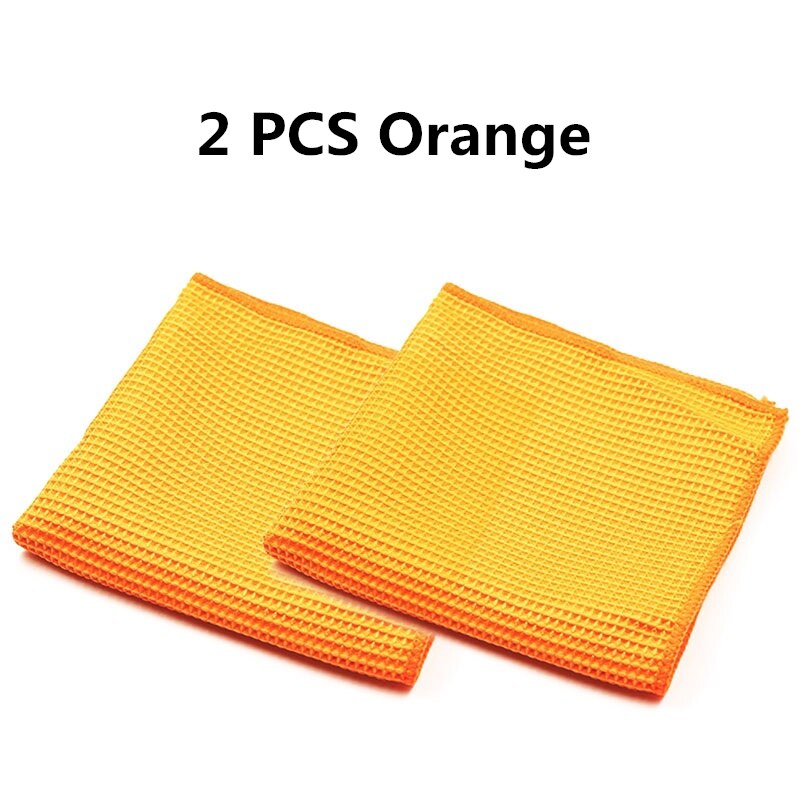 2 Stuks Auto Wassen Handdoek Cleaner Super Absorptie Auto Drogen Doek Microfiber Waffle Weave Venster Doekje Schoonmaken Handdoek Voor Auto thuis: Orange