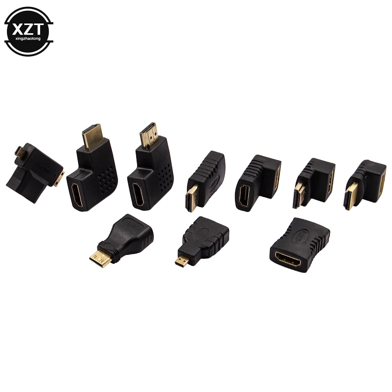 10 Pcs Hdmi Adapter Kit Hdmi Manvrouw 90 Hoek Links/Rechts Converter