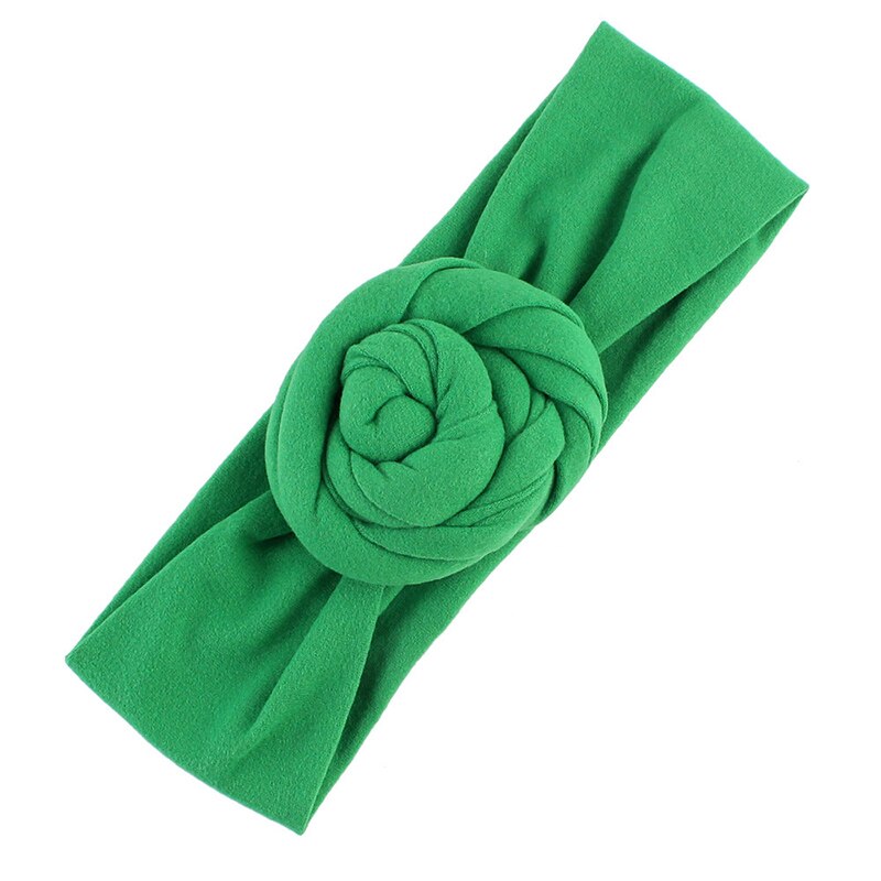 Diadema elástica con nudo para bebé y niña, accesorios para el cabello Kawaii de Color sólido, turbante de algodón suave para bebé de 1 a 6 años: green