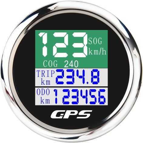 52mm Stiefel Auto Digitale GPS Tacho Wasserdicht TFT Bildschirm Kilometerzähler Reise Zahn Auto Tacho Messgerät mit GPS Antenne 12-24V: Schwarz Silber-