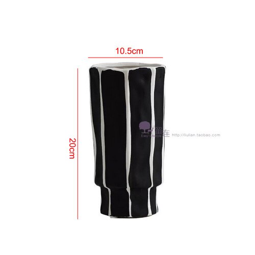 European Black and White Striped Ceramic Vase Desktop Living Room Furnishings Porcelain Crafts Countertop Vase Home Decoration: B