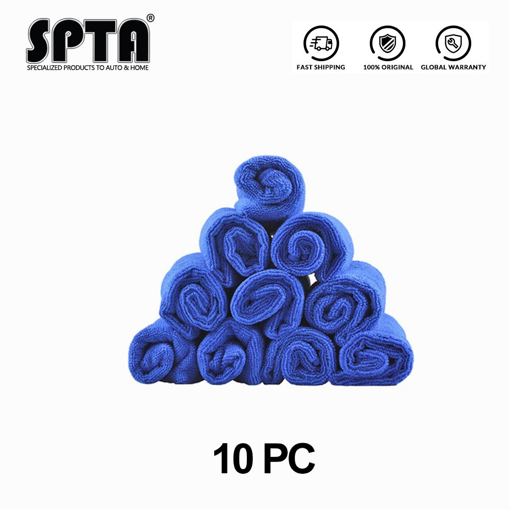 SPTA-paño de lavado absorbente cuadrado suave, 40x40 cm, cuidado del coche, limpieza de microfibra, toallas de mano duraderas, multifunción, azul/verde: 10 Pcs  Blue