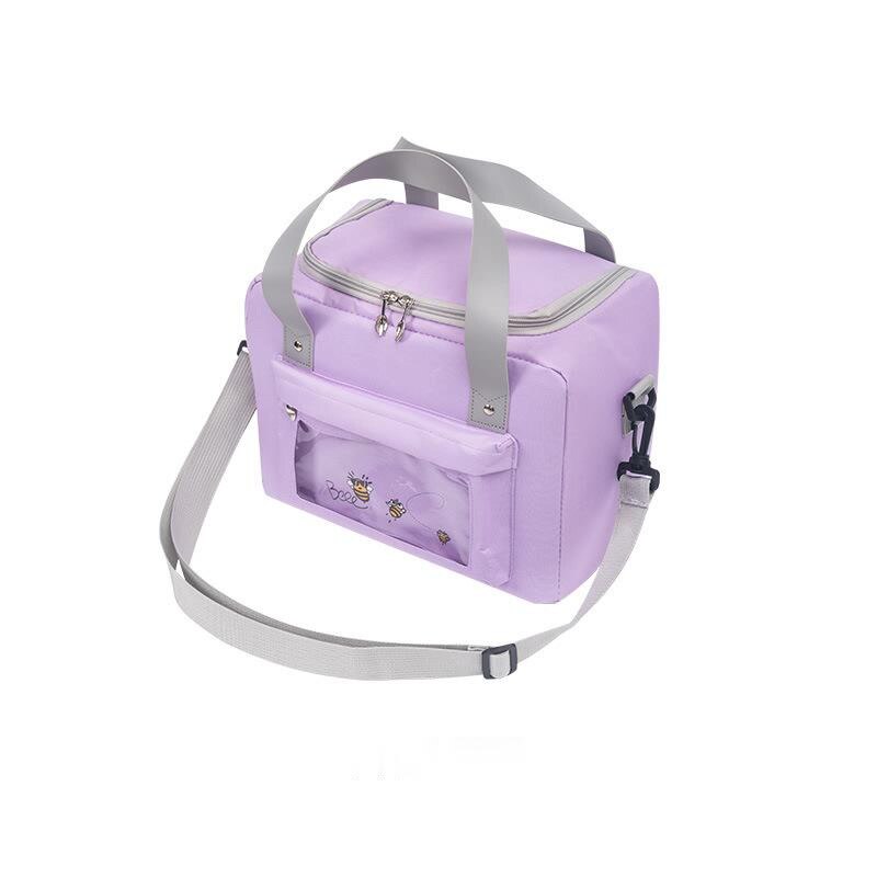 2022 nowa torba obiadowa Oxford przenośna torba izolacyjna torba na posiłek torby na Lunch dla kobiet duża torba na piknik worek na lód: Purple-Large