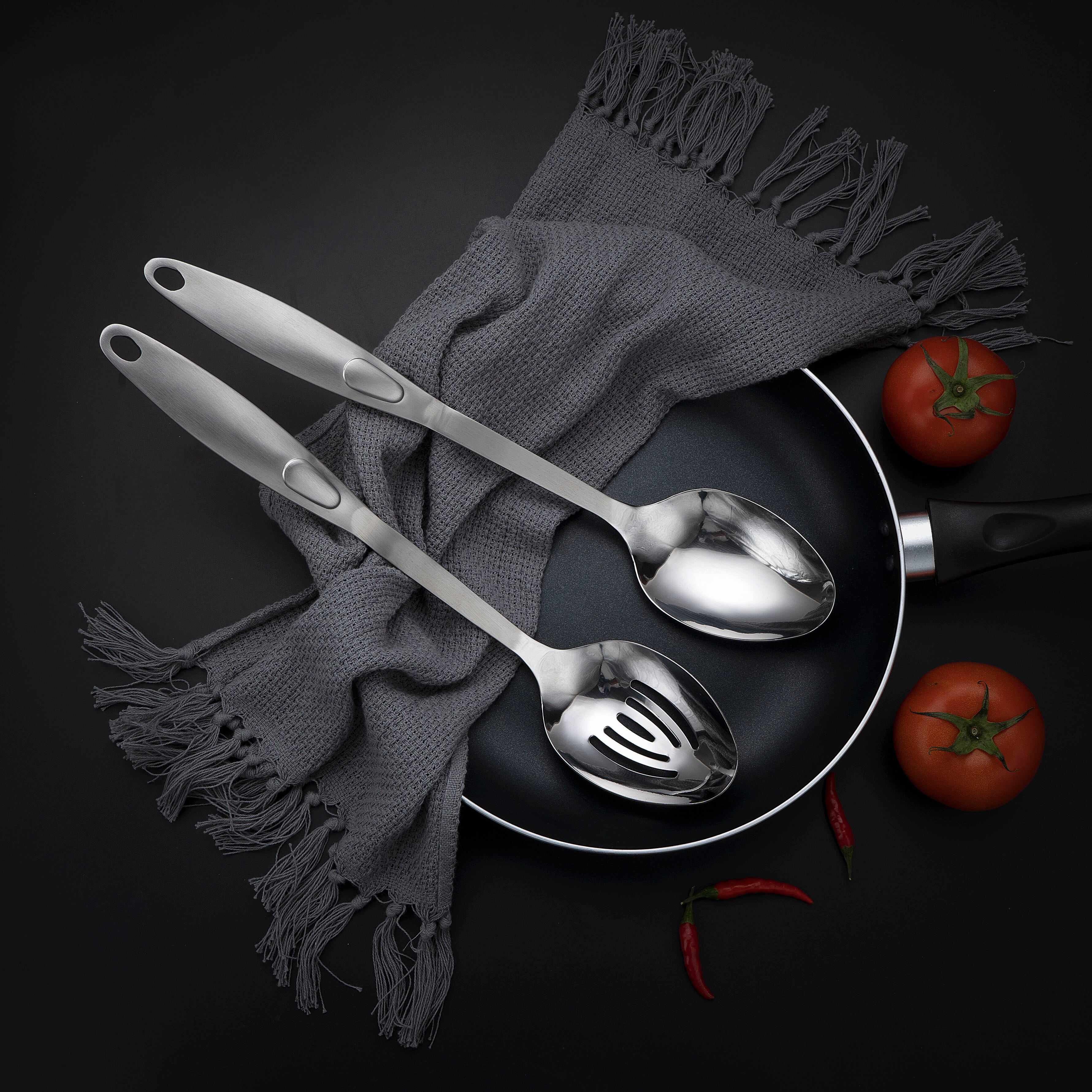 Slotted Turner Cookware High Grade #430 Stainless Steel Skimmer Slotted Spoon Soup Ladle Fork Kitchen Accessories Cooking Tool