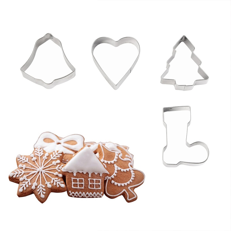 10Pcs/set Christmas Cookie Cutter Stainless Steel Cut Candy Biscuit Mold Cooking Tools Christmas Theme Cutters baking mold
