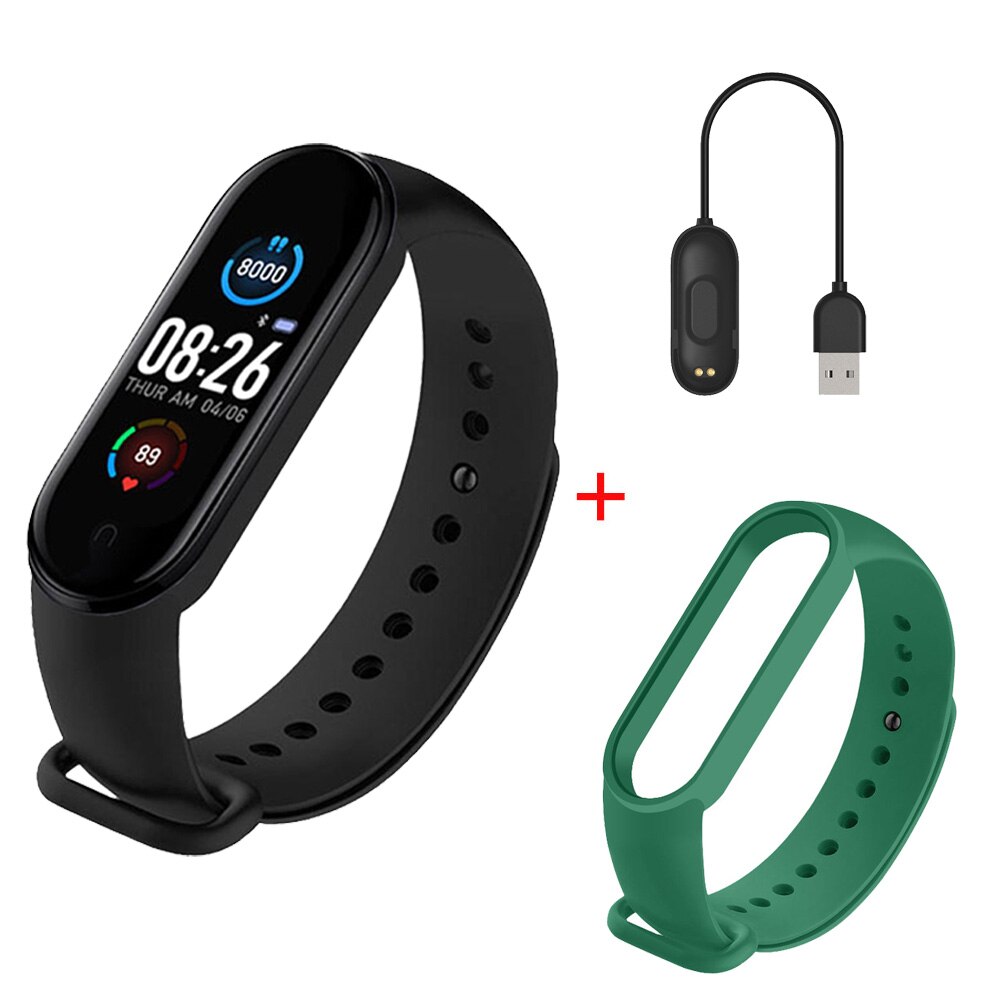 Smart Horloge Vrouwen Mannelijke Fitness Tracker Bloeddruk Smartwatch Mannen Sport Horloges Valentijnsdag Cadeau Voor Vrouw: Dark Green Black