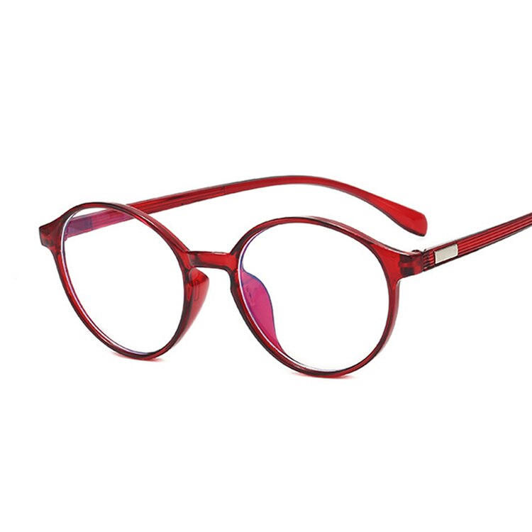 Cute Cat Eye Glasses Women Round Lens Optical Eyeglasses Transparent Plastic Frame Eyewear Anti Blue Comfort Spectacle: Wine Red
