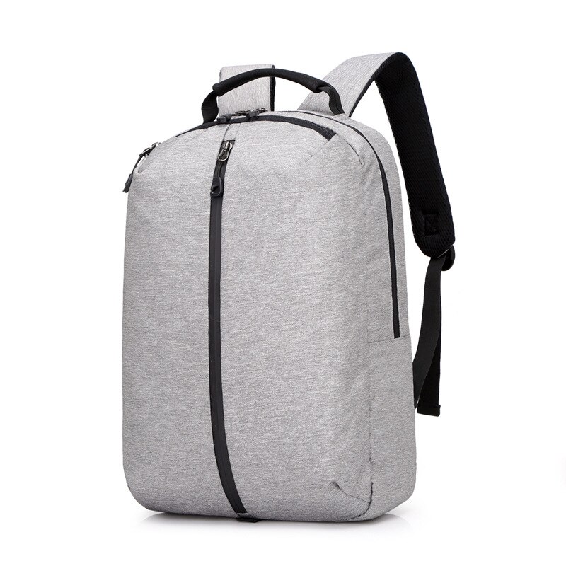 Crossten men's nylon waterproof travel bag, simple solid color laptop backpack, leisure light fitness male bag, sports bag, school bag: Light grey