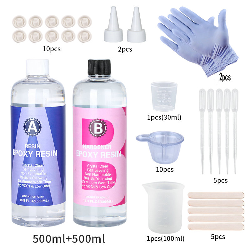Kit de resina epoxi transparente 1:1, alto brillo y burbujas, suministros de resina artística gratis para recubrimiento y fundición artesanal, fabricación de joyas DIY: Plata