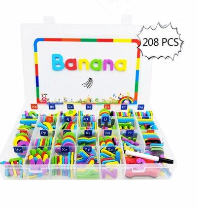 Magnetic Letters 208 Pcs Uppercase Lowercase Foam Alphabet ABC Magnets for Fridge Refrigerator Educational Toys Set: Multicolor