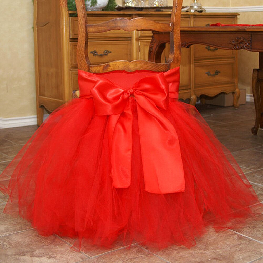 1pc enkle tyl stole nederdel til fødselsdag bryllup stole karm dekoration hotel banket forsyninger 45 x 45cm: Rød