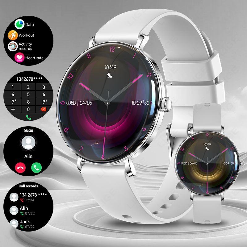 2025 Nowa moda Inteligentny zegarek Kobiety 1.43 '' AMOLED HD Wyświetlacz Bluetooth Połączenie Tętno Kobiety Zdrowie sport Kobiety Smartwatch Mężczyźni: czarny