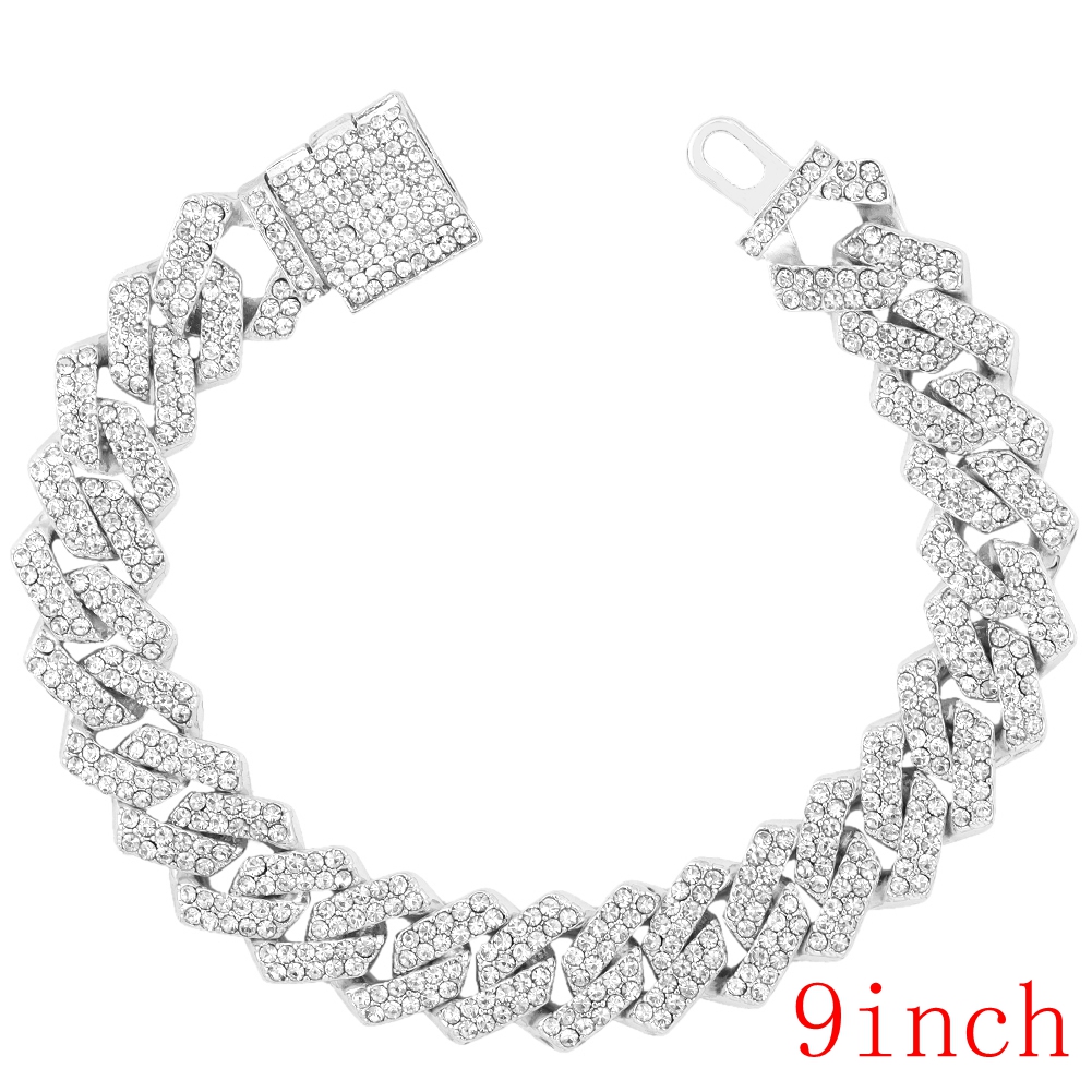 14MM Miami Prong Cuban Link Chain Necklace for Women Gold Silver Color Luxury 2 Row Rhinestones Cuban Choker Iced Out Jewelry: Pure Gold Color