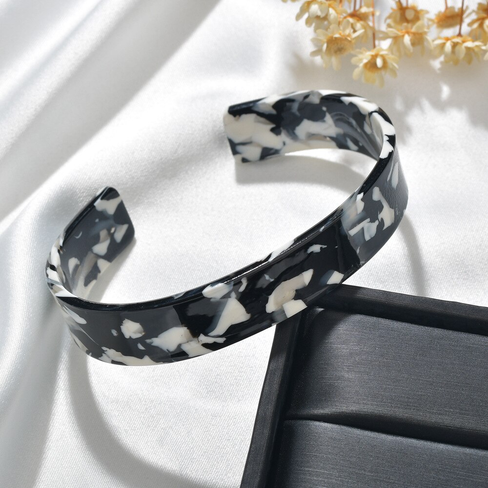 Akryl leopard manchet armringe armbånd til kvinder piger farverige resin manchet armringe 12mm bredde åben armring fest: 03