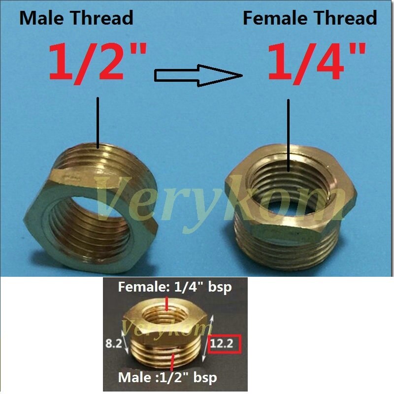 10x Verykom Pneumatische Messing Verloopstuk Fitting 3/4 "1/2" Male Naar 1/8 "3/8" 1/4 "Vrouwelijke Verminderen adapter Lucht Water Gas DN10/15/20/25: DN15-DN8 SIZE A