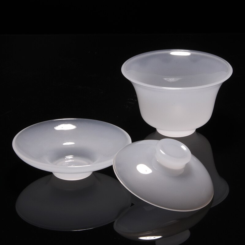160 Ml Gaiwan Witte Jade Porselein Thee Kom Met Deksel Schotel Set Kantoor Theeceremonie Drinkware Verjaardag Collectie