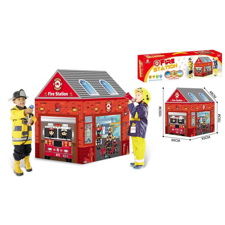 Spil hus play telt brandbil politibus sammenfoldelig pop up legetøj legerum klud børns legetøj telt model