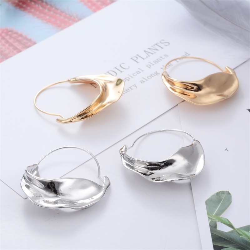 Irregular Flower Basket Dangle Earrings For Women Gold Color Metal Stereoscopic Exaggerated Earrings Dangler