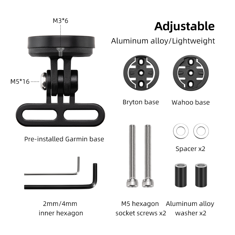 ROCKBROS Fahrradhalterung Frontlicht Lampenfassung Aluminiumlegierung Verlängerungshalter für Fahrradcomputer Wahoo Bryton Garmin Halterung: Weiß