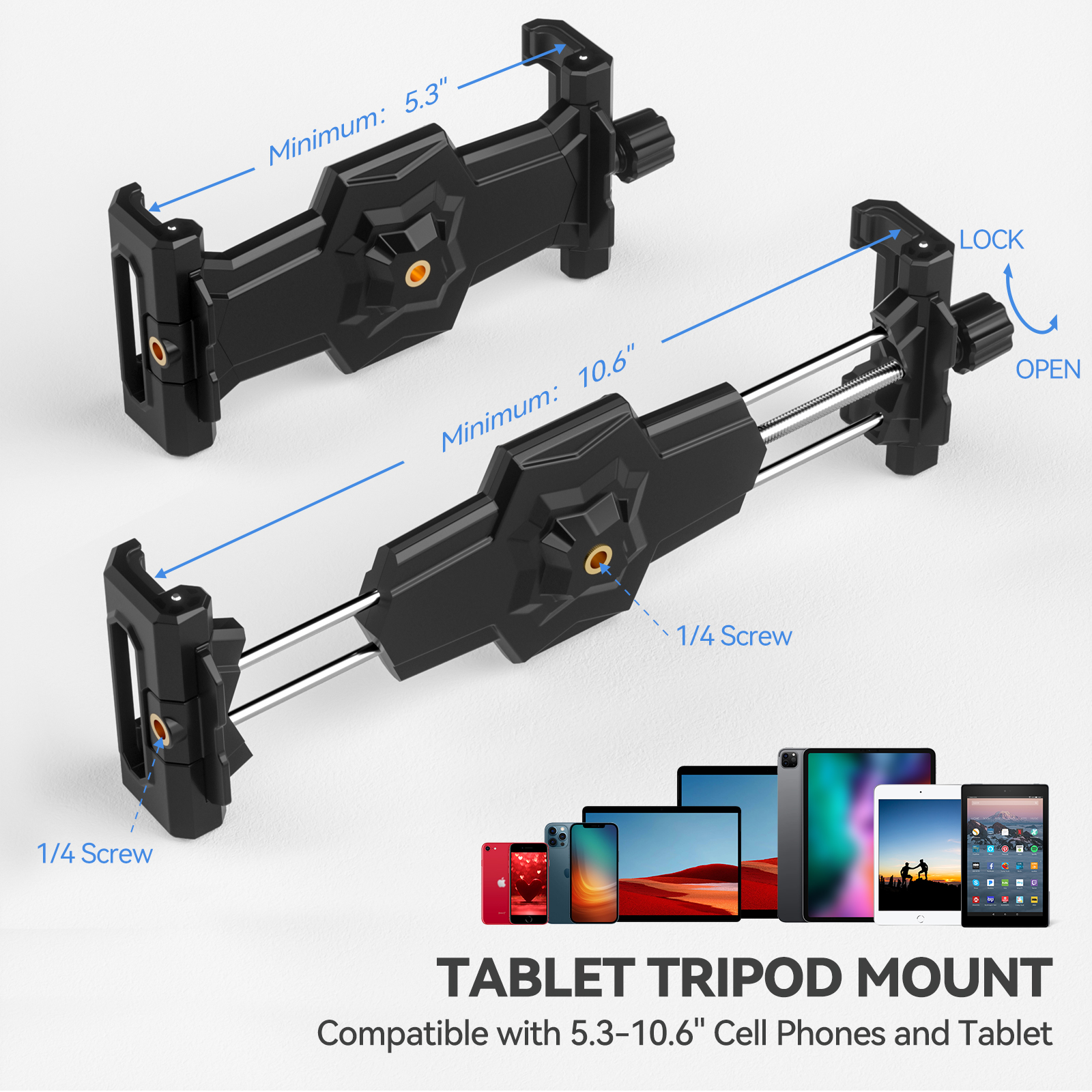 iPad- en telefoonstatiefadapter met kogelkop iPad-houder voor statief 360-draaibare tabletklembevestiging past op iPad Pro 12.9