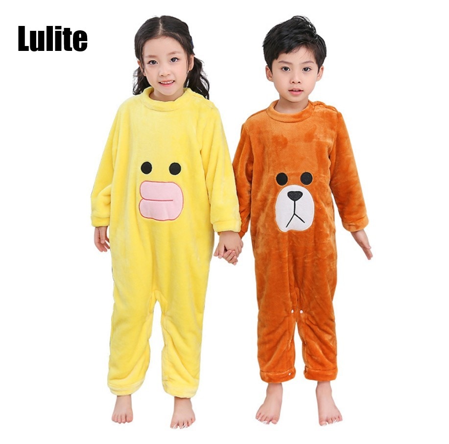 Lulite Herbst und Winter freundlicher flanell Einem Stück Pyjama jungen und mädchen zu hause schlafsack Karikatur Pyjama klettern kleidung