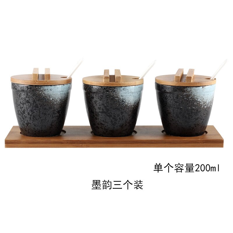 Japansk stil keramisk krydderipotte porcelæn peber saltpotte simpel stil cruet restaurant husstand dekorative krydderipotte sæt: Multi
