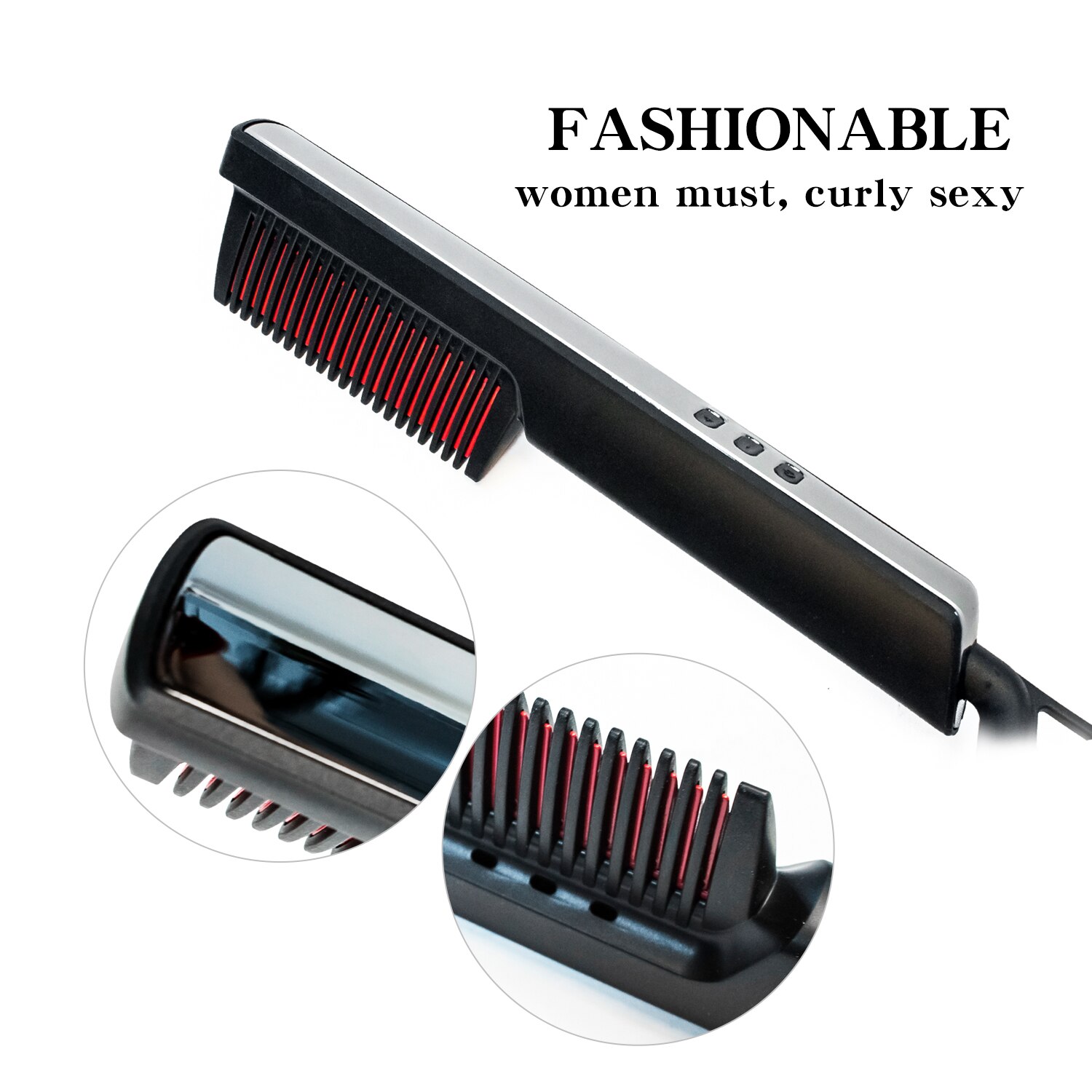 Hair Straightener Brush Ionic Electric Hair Straightening Comb 6 Temp