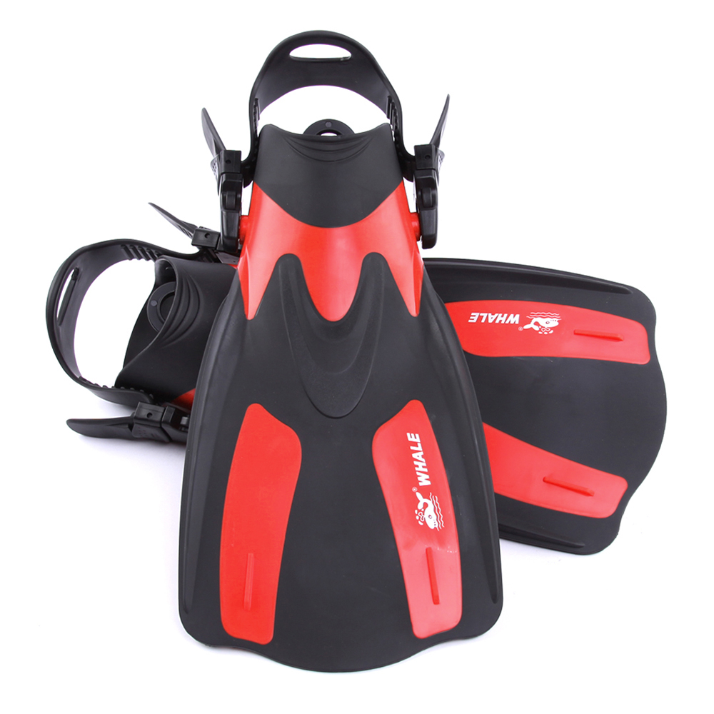 WHALE Adult Short Snorkeling Swim Fins Flippers with Adjustable Heel Water Sports
