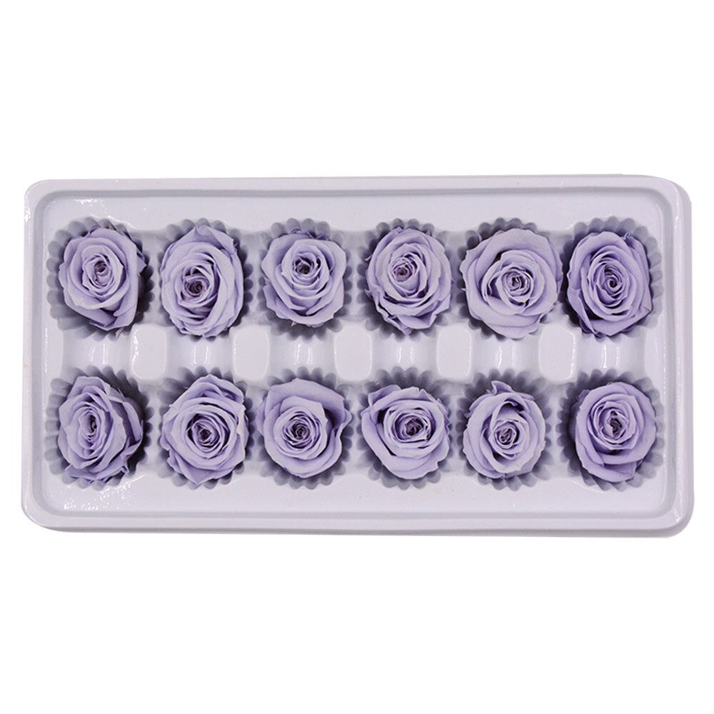 12 huvuden/låda bevarade blommor blomma odödlig ros 3-4 cm diameter mors dag evigt liv blomma materiallåda: J