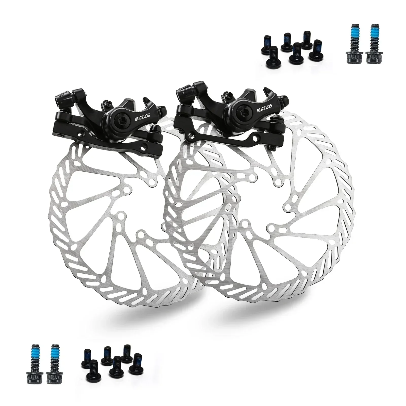 BUCKLOS Fahrrad-Scheibenbremsen-einstellen ist PM Fahrrad-Bremssättel, Aluminiumlegierung, Rennrad-MTB-Bremshebel mit Kabel, 160 mm Bremsscheibe