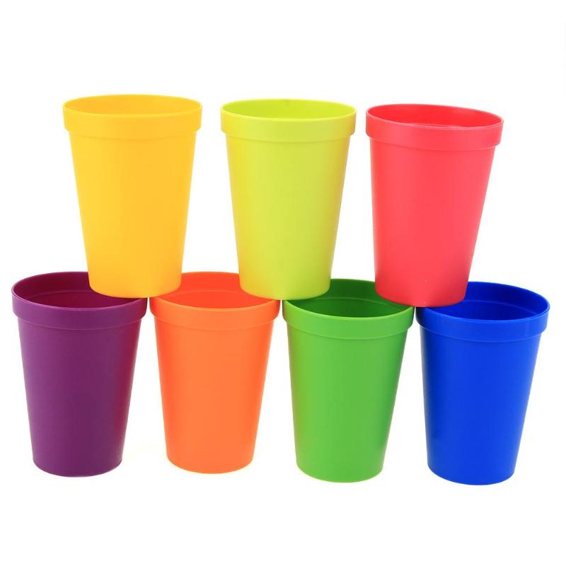 7 st/set 7 färg plastmuggar regnbågsfärg bärbar picknick turism tekopp kaffe vattenkopp hushålls köksredskap