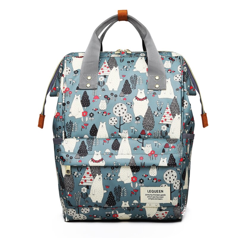 Lequeen Mommy Backpacks Nappy Bags animal bear print Diaper Bags Maternity Backpack Small Waterproof Travel Bag LPJ10