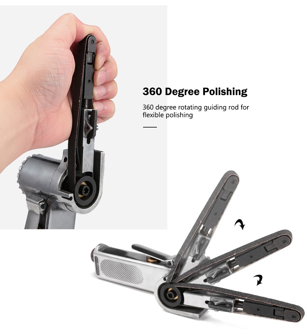 3/8" Air Belt Sander Precision Polishing Tool Abrasive Grinding Machine 2 Sanding Belts Air Compressor Sanding Pneumatic Tool