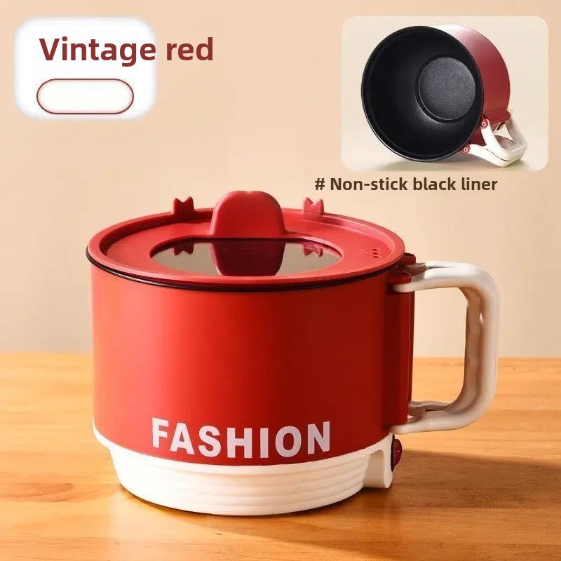 Bærbar liten elektrisk komfyr utendørs reise multifunksjonell dampkoking integrert elektrisk wok riskoker: Rød