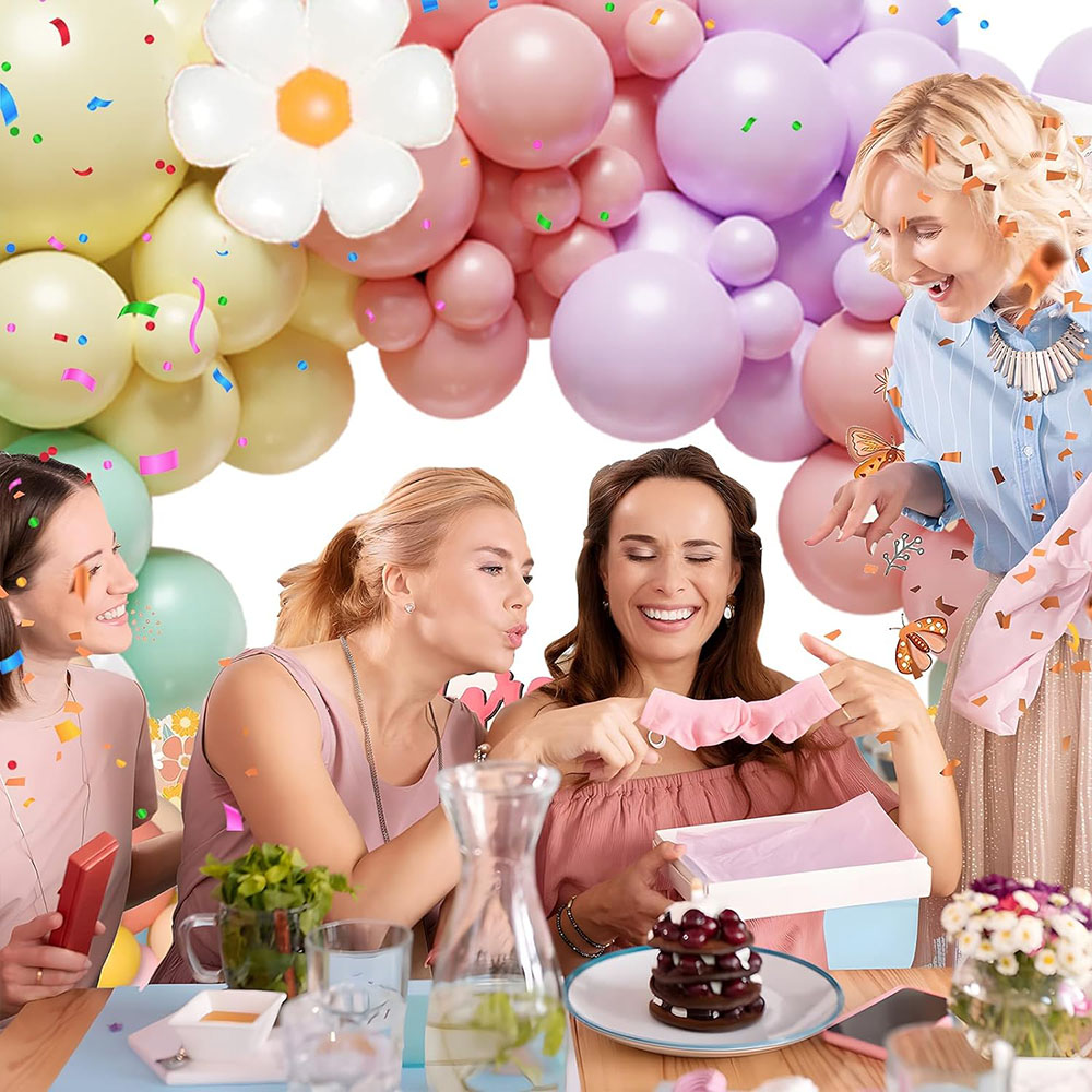Juego de arco de guirnalda de globos de margaritas, 136 piezas, flores blancas de , macarrón, rosa, amarillo, azul, morado, globo, tema de Margarita de cumpleaños, boda, dos decoraciones bohemias de para fiestas
