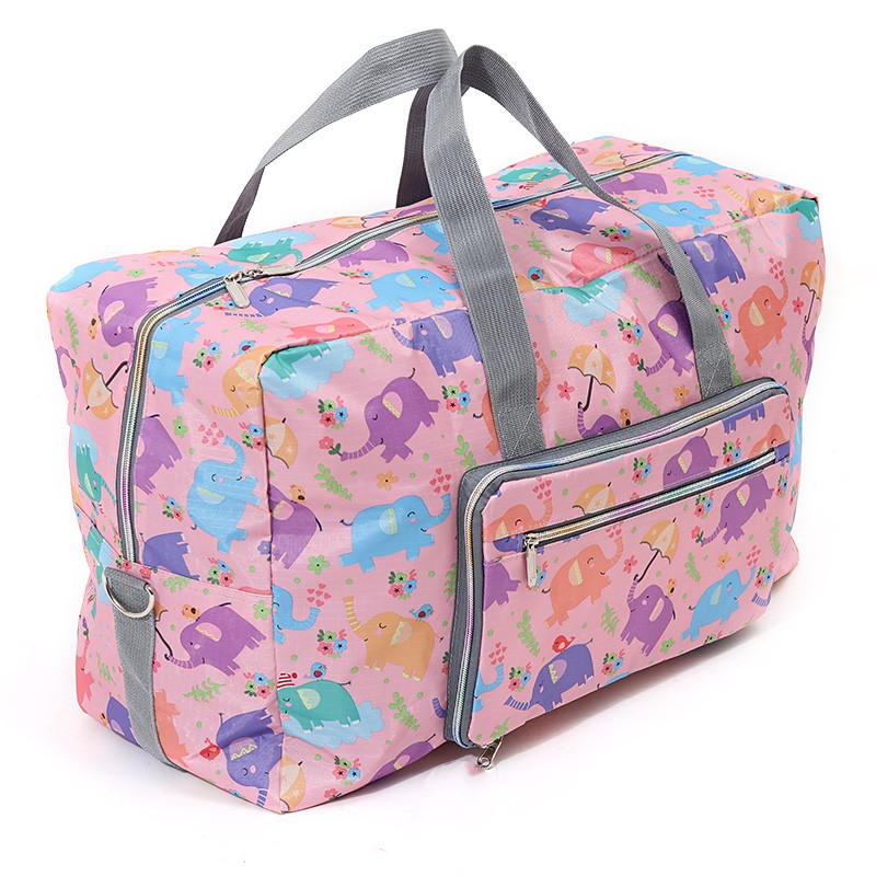 Foldable Travel Bag Women Large Capacity Portable Shoulder Duffle Bag Cartoon Waterproof Luggage Tote Bags with Shoulder Straps: SKY BLUE