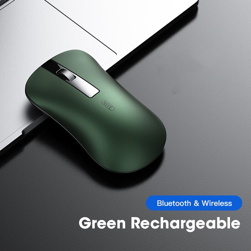 Rechargeable Mouse Wireless Mouse Bluetooth Computer Mouse Silent PC Ergonomic Mice USB Optical Mause Rechargable for Laptop: BT 2.4GHz Green
