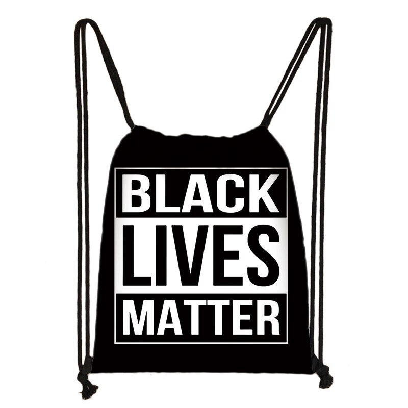 Black Lives Matter Letter Print Drawstring Bag Afro Black Women Backpack American Africa Ladies Storage Bag Cute Travel Bags: skdblacklive03