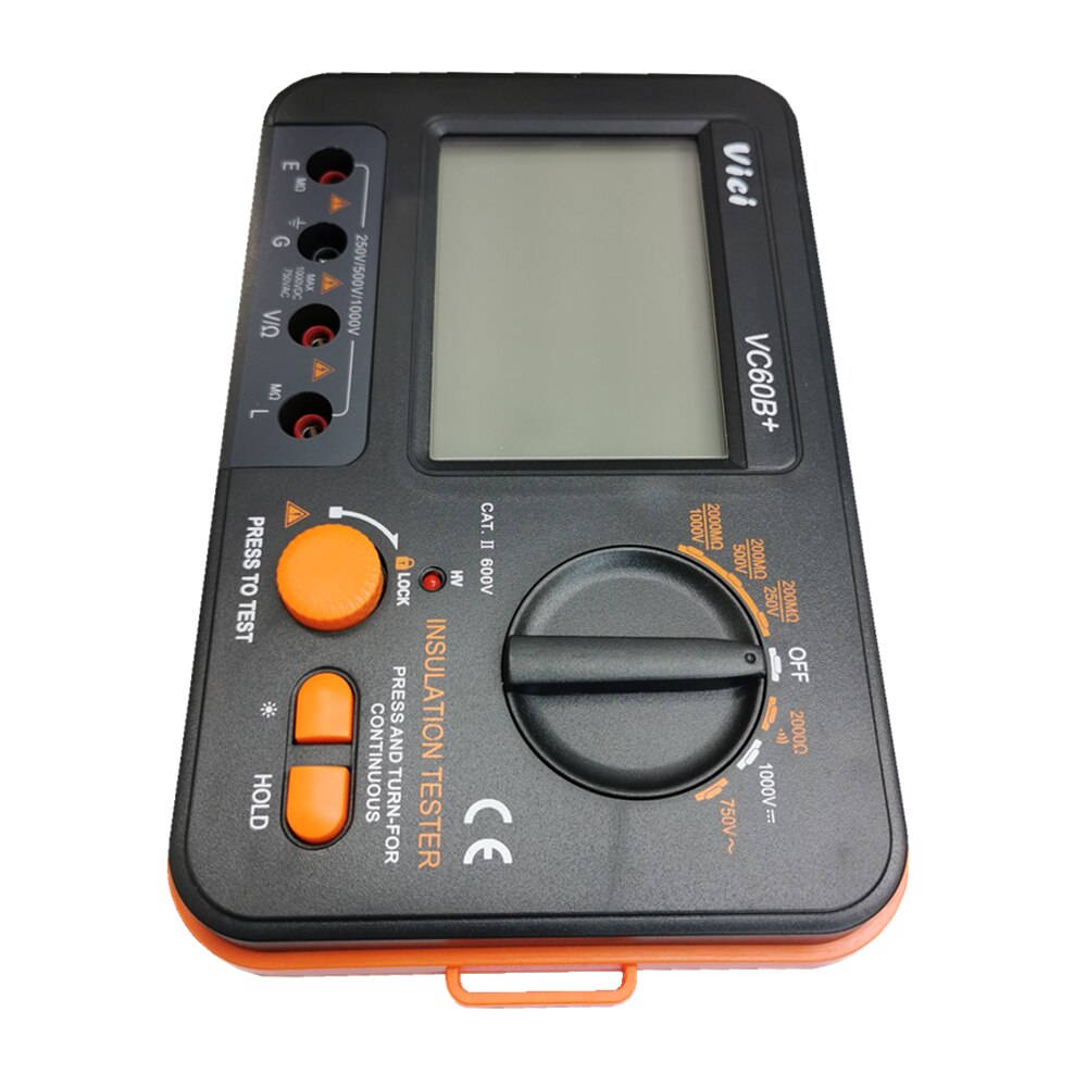 Vici VC60B+ Digital Insulation Resistance Tester Megohmmeter 1000V Wide Range High Voltage Sound And Light Buzzer Alarm