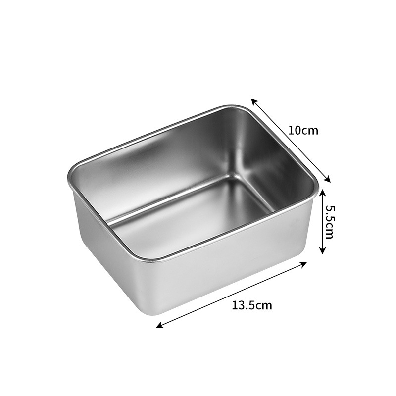 Stainless Steel Rectangular Baking Tray Food Barbecue Bakeware Fruit Bread Storage Plate with Handle Deep Pan Dish Kitchen Tools: Beige