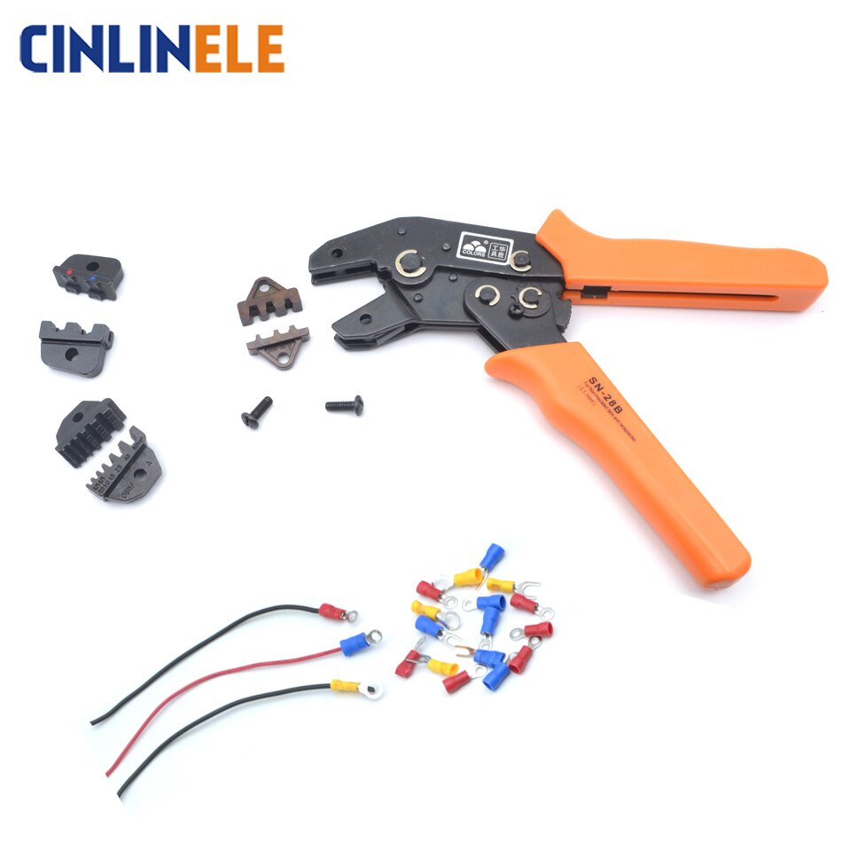 Insulated Terminals Crimper And Interchangeable Dies For Heat Shrinkable Connector Wire Crimping Tools Ratcheting 7Inch SN-02C